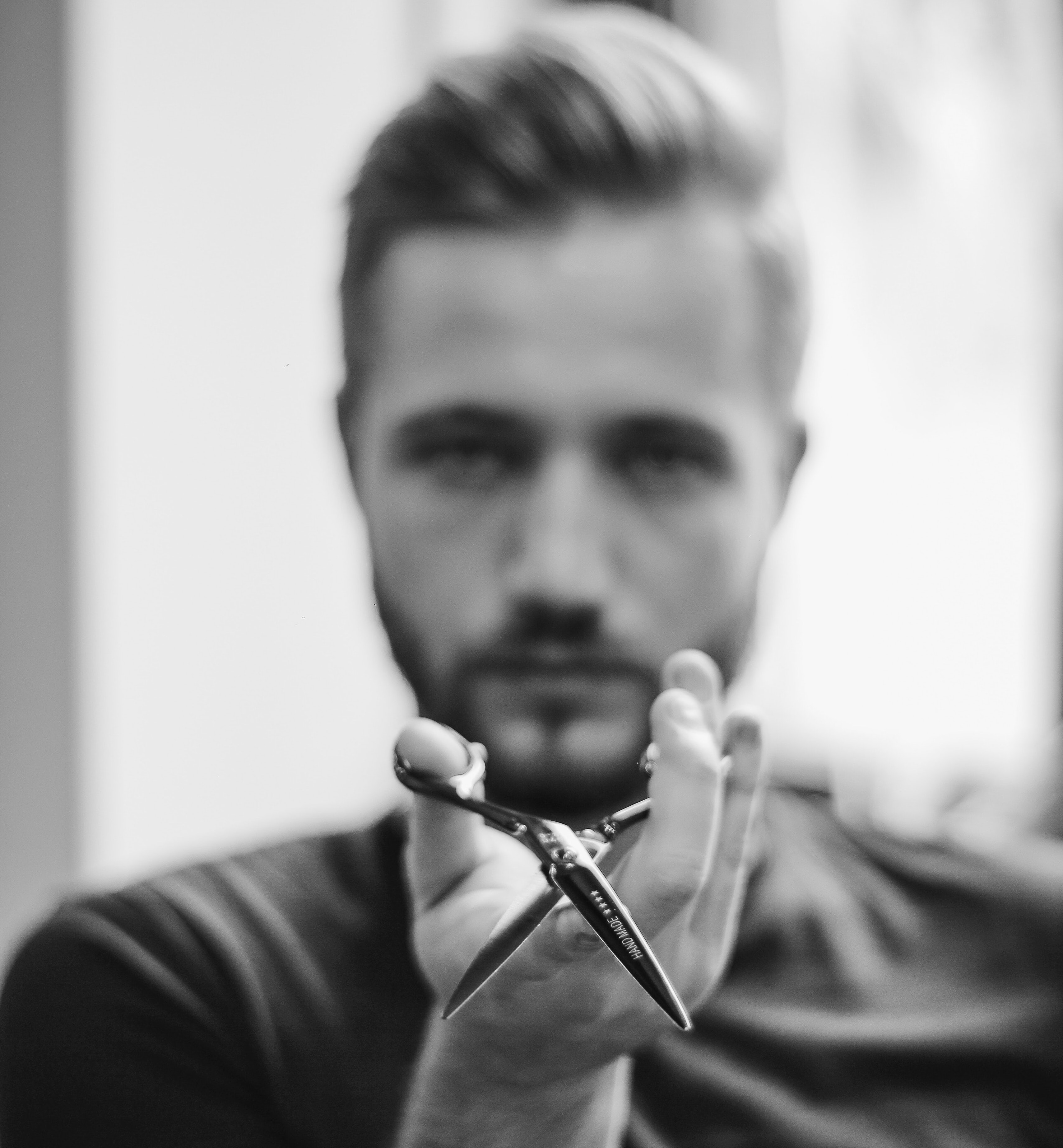 Barber with scissors
