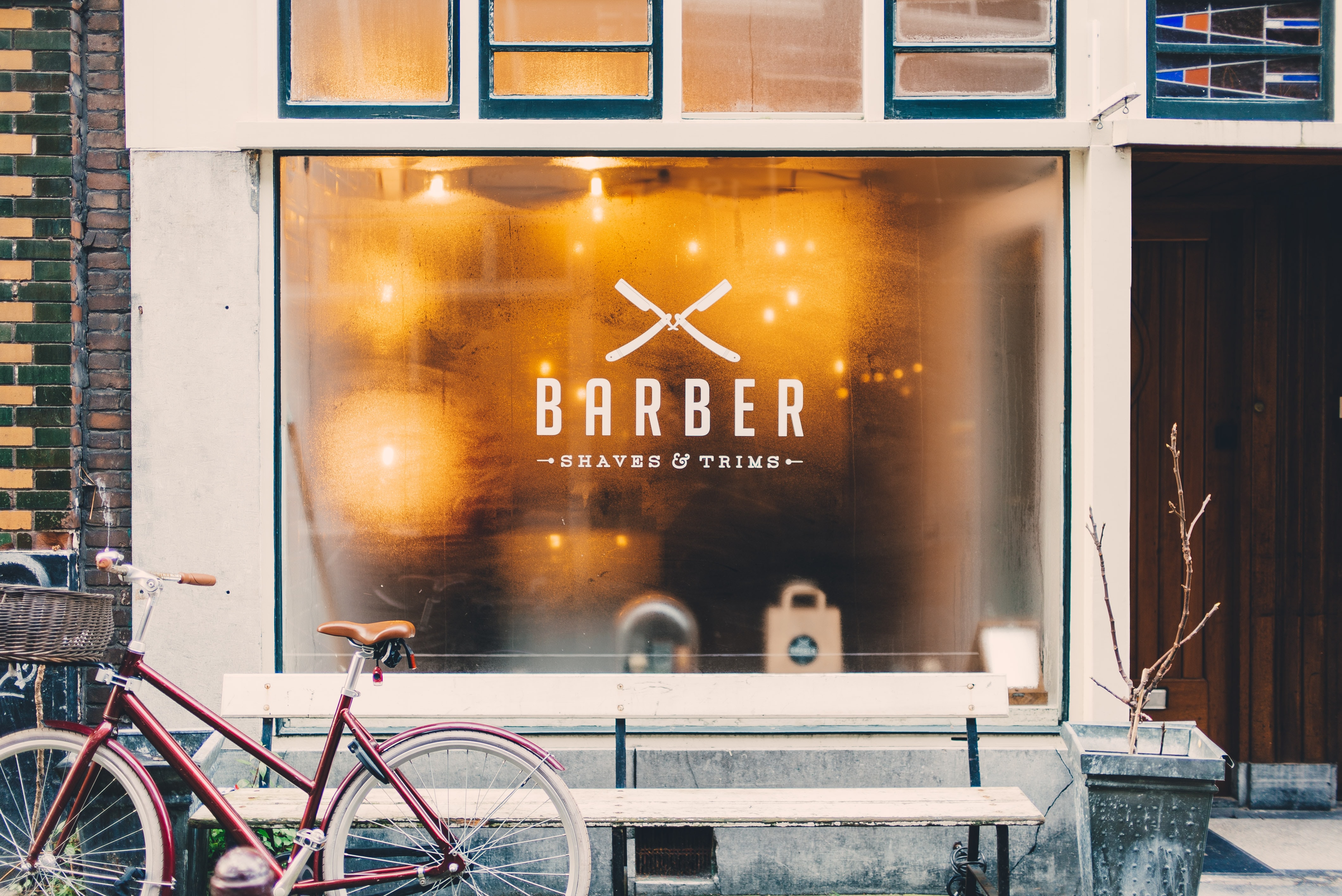 The front of a barber shop